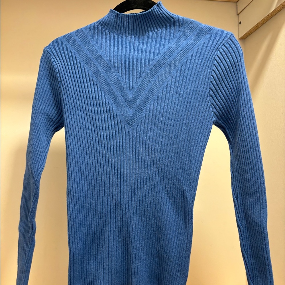 Blue Ribbed Women’s Sweater